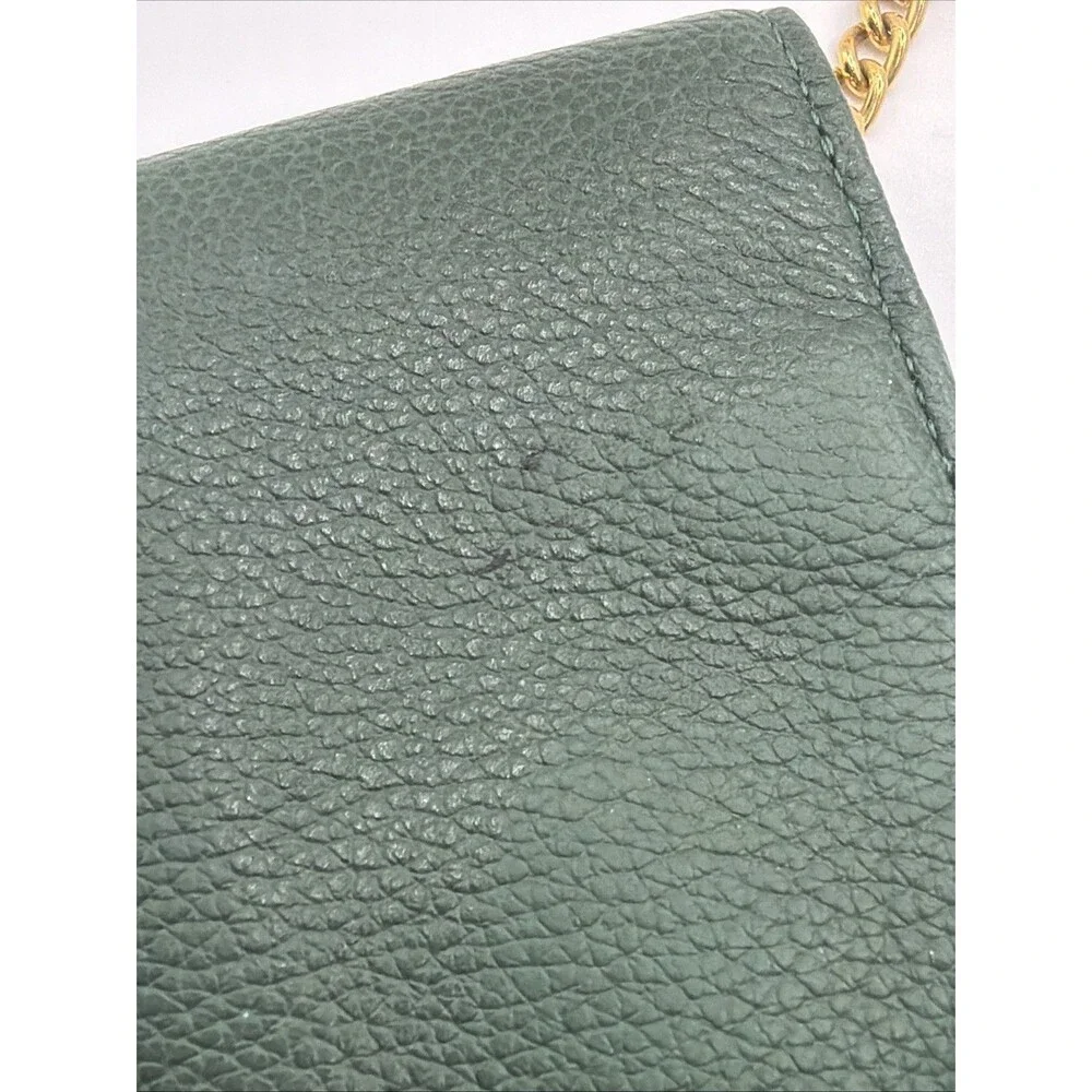 Longchamp Paris Made In France Key Ring Wallet Flap Forest Green Rare
